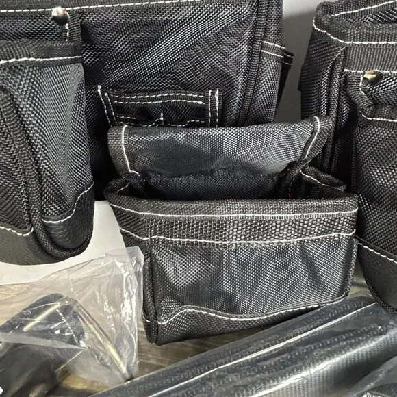 NEW AUPOFIT 7-PIECE PROFESSIONAL TOOL BELT SET WITH SUSPENDERS & 32 POCKETS - BL